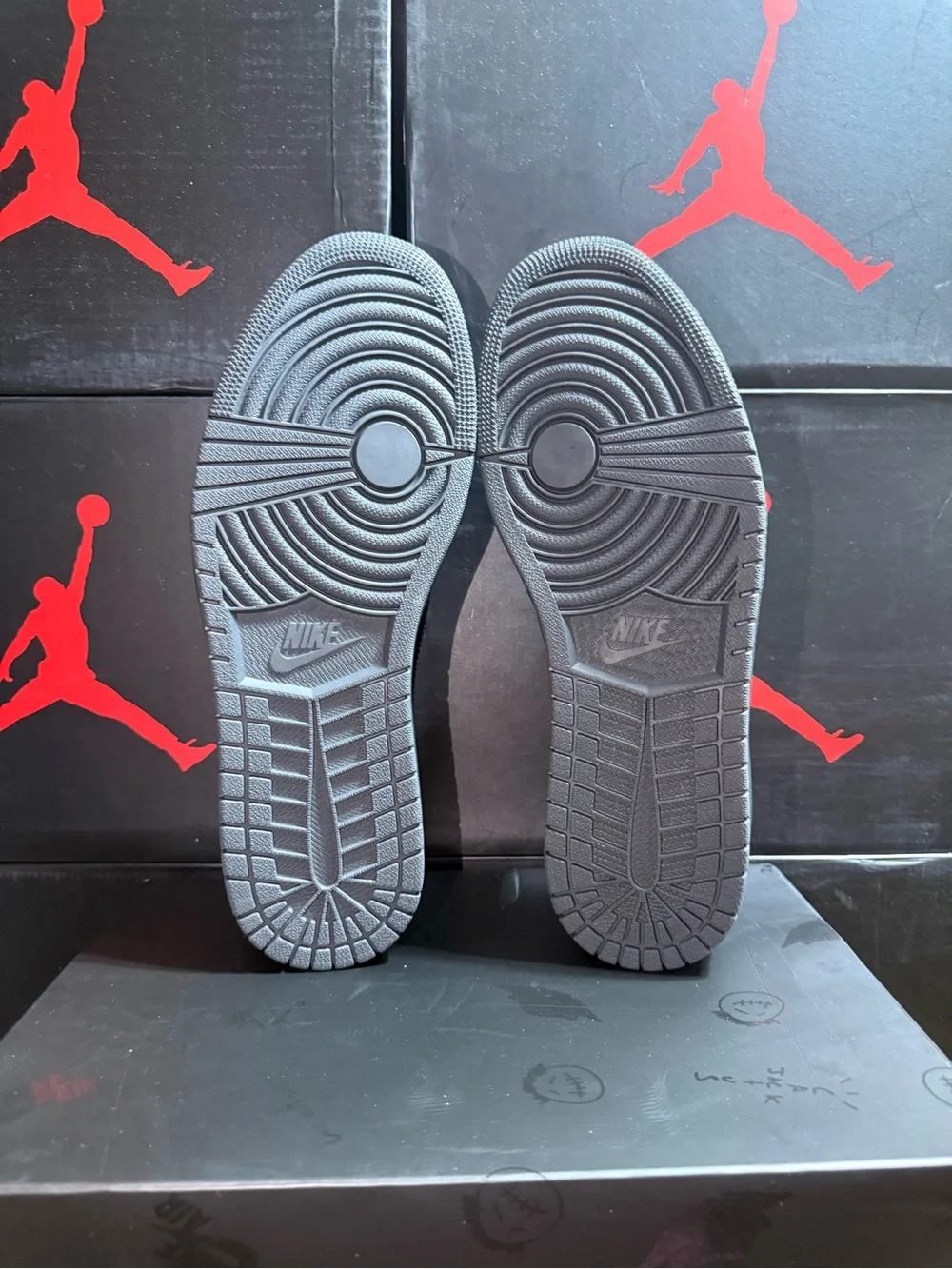 Air Jordan Retro Low Travis Scott Black Phantom Suede Sneakers with Red Accents